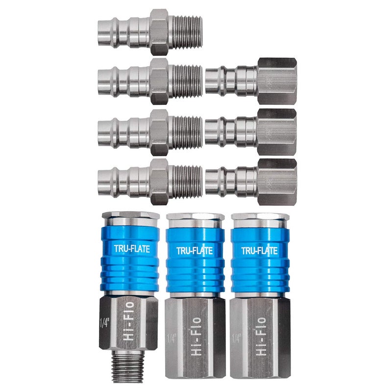 Tru-Flate 13-907 1/4" HI FLO Design x 1/4" NPT Aluminum Plug/Coupler Set - Image 1